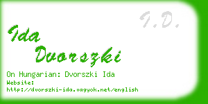 ida dvorszki business card